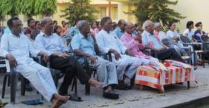 Audience included [l-r] Fr Philip K, Fr Tomy Nishaant Principal St Xavier's College, Superior Gabriel Brothers, Ravi Director Aeun Ignatius, Bishop of Buxar Rt Rev Sebastian, Founder and Former Director Ravi Fr Sebastian