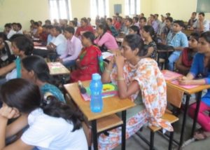 Students listening to the issues