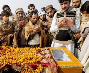 Mourners at the funeral of Bacha Khan University vicim